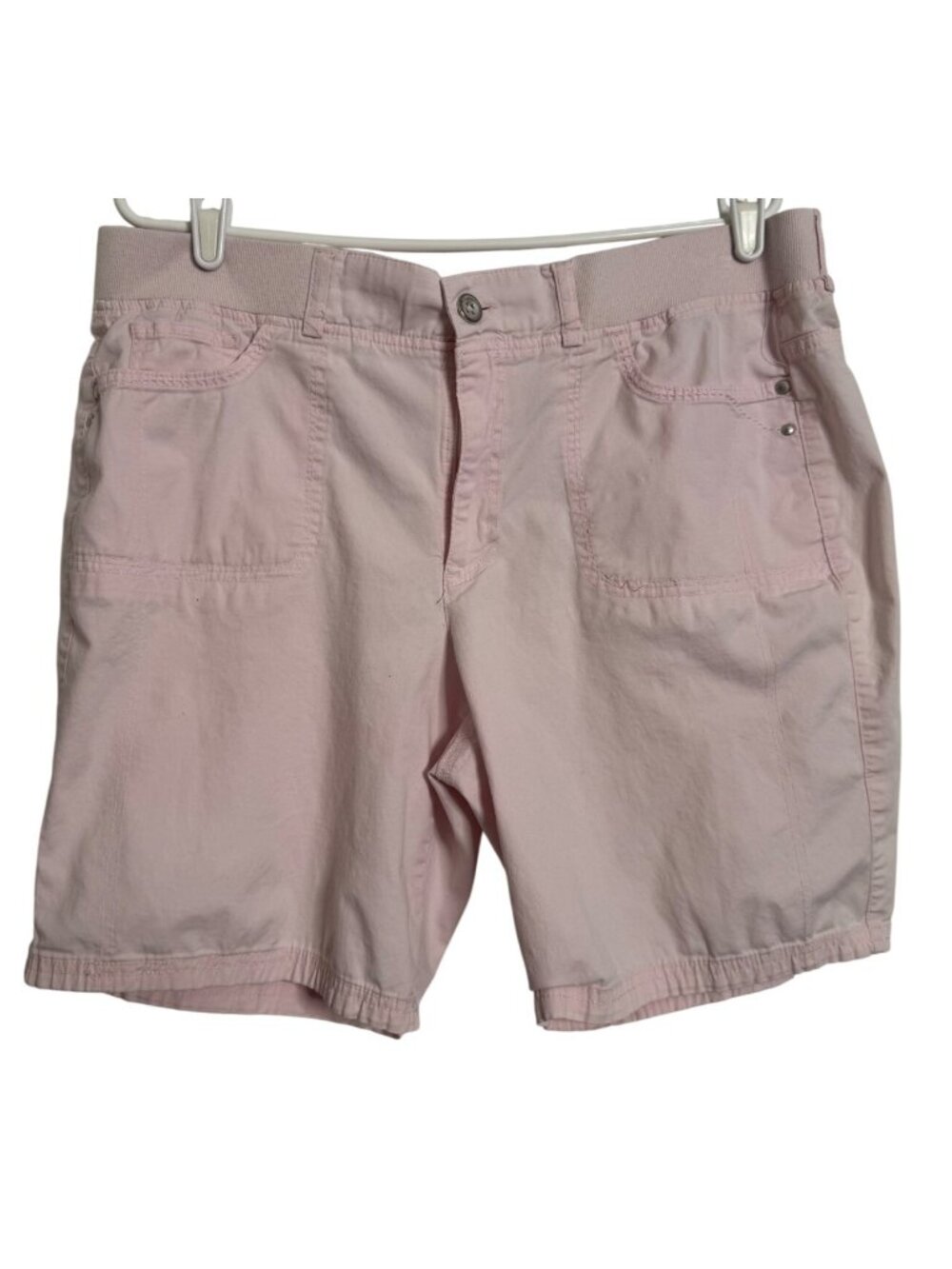 Gloria Vanderbilt Knit Waist Size 14 Pink Shorts Pockets EUC